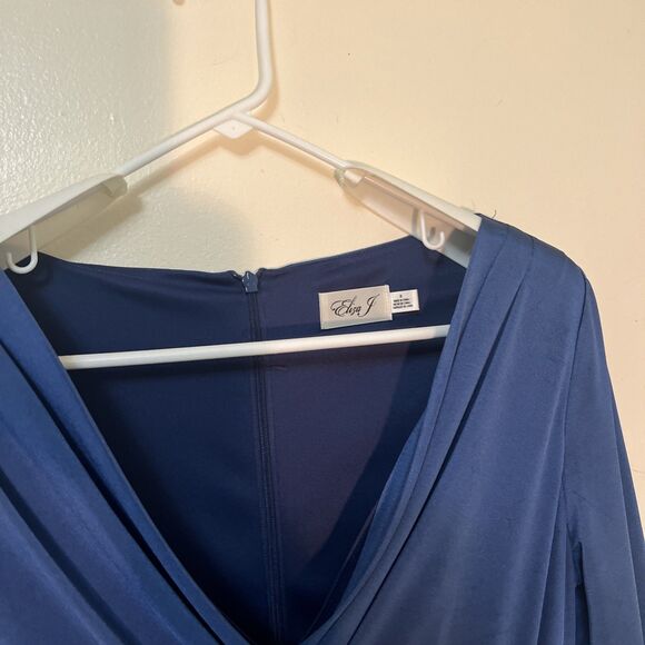 Eliza J Long Sleeve Faux Wrap Knit Dress Blue size 8 - Picture 2 of 8